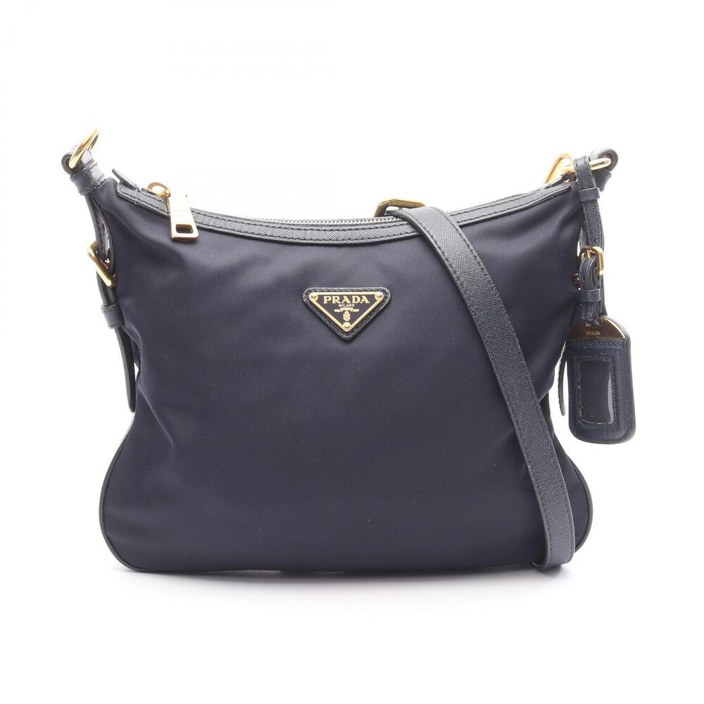 Prada TESSUTOSAFFIAN Shoulder Bag Saffiano Leather Navy Blue